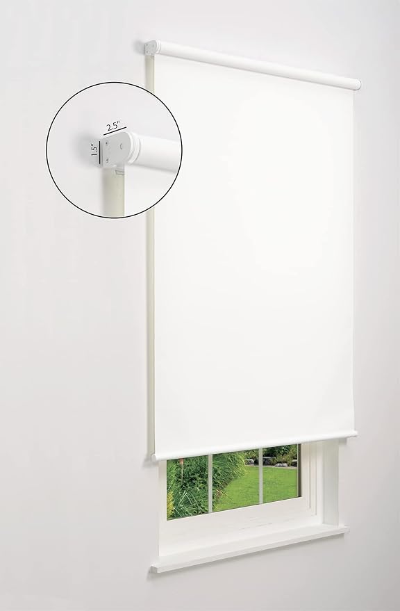 Linen Avenue Cordless 1% Solar Screen Standard Roller Shade, White 64 W x 66 H (Arrives 1/4" Narrower)