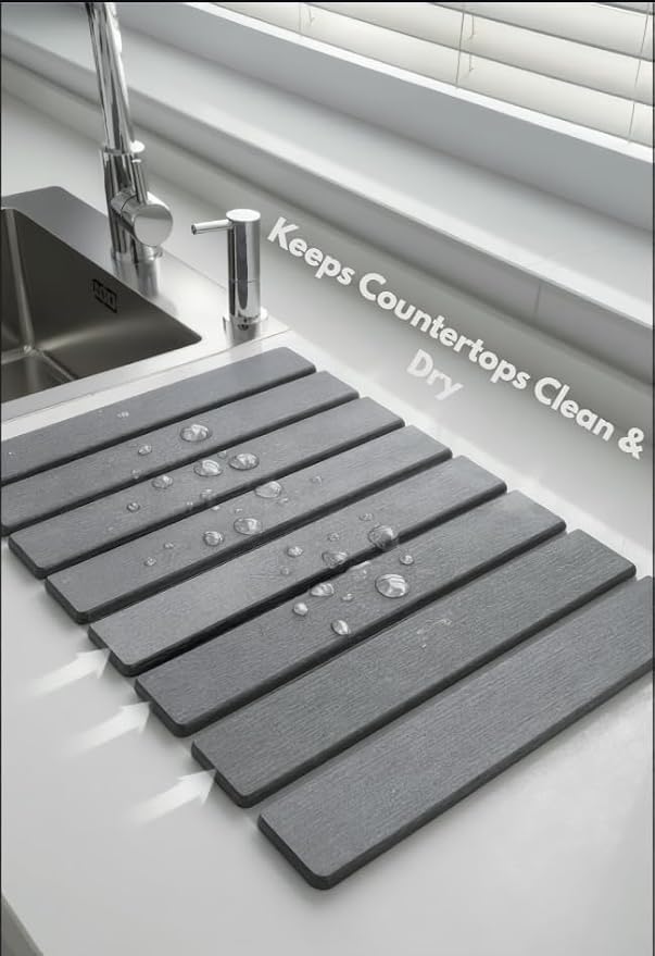 Stone Dish Drying Mat XL 24" x 16" Diatomite Kitchen Drying Mat (24" x 16") | XL Size – Fits Pots, Pans & Larger Dish Loads
