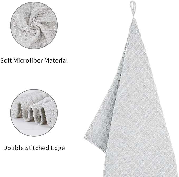 watchget Barista Micro Cloth 6 Pack, Microfiber Barista Cleaning Towels Microfiber Waffle Weave Kitchen Dish Cloth Coffee Bar Towel Coffee Machine Cleaning Cloth, Light Grey(12"x12")