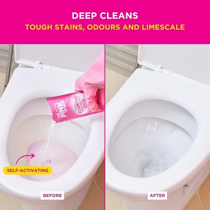 Stardrops The Pink Stuff Miracle Power Foaming Toilet Cleaner – Self-Activating Formula for Deep Cleaning,Stain Removal,and a Fresh Shine – Bathroom Essential,(Pack of 6)