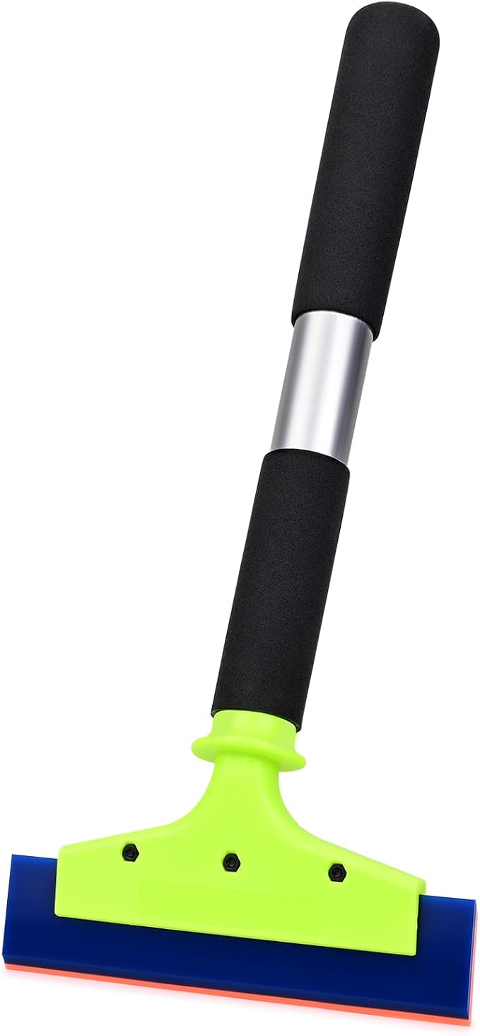 EHDIS Long Handle 8-Inch Rubber Squeegee Aluminum Tube Handle Window Tint Squeegee Auto Water Blade, Shower Squeegee for Car Windshield, Glass, Tiles, and Smooth Surfaces