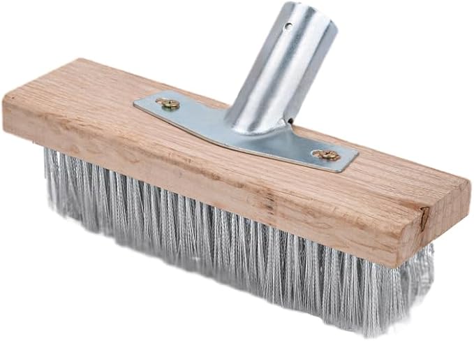 Stainless Steel Wire Scrub Brush for Deck, Concrete, Patio Floor Cleaning, Heavy Duty Bristle Scrubber Broom for Moss Removal(20cm/7.87in)