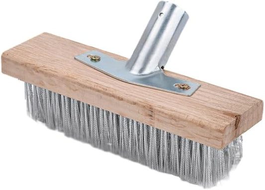 Stainless Steel Wire Scrub Brush for Deck, Concrete, Patio Floor Cleaning, Heavy Duty Bristle Scrubber Broom for Moss Removal(20cm/7.87in)