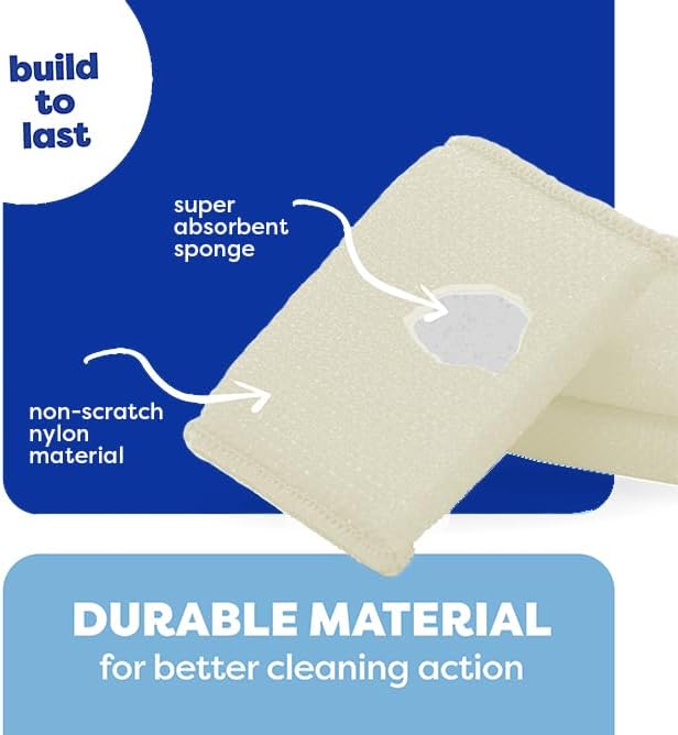 6 Scrub Sponges Kitchen By SCRUBIT, Multi-Purpose Scouring Pads, Non-Scratch Cleaning Sponges for Dishes, Pots & Non-Stick Cookware - Long Lasting Dish Scrubbers for Kitchen, Bathroom & More