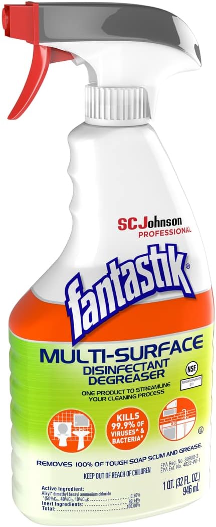 SC Johnson Professional Fantastik Disinfectant Multi-Surface Cleaner Spray Bottle 8, Ounce (Pack of 8), Fresh, 32 Fl Oz