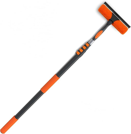 LAANPOLE 36FT Window Squeegee with Extension Pole, 2-in-1 Squeegee for Window Cleaning, Professional Cleaning Kit for Home with 30FT Telescoping Pole for Outdoor Indoor Use