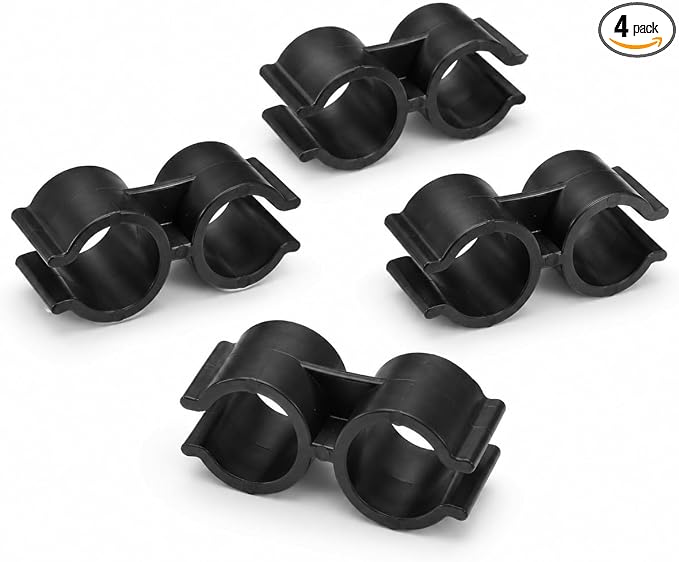 KESYOO 4Pcs Broom and Dustpan Clips, 20mm Plastic Double Pipe Connector, Pole Holder Attach Clamp for Cleaning Tools Storage