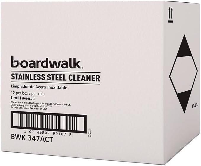 Boardwalk 347ACT Stainless Steel Cleaner & Polish, Lemon, 18oz Aerosol (Case of 12)