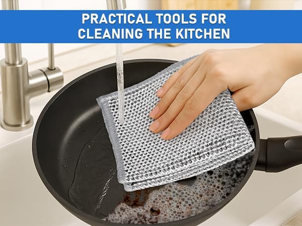 Aidoclip Non-Scratch Steel Wool Dishcloth - 50PC Set, Multi-Use Kitchen Scrubbers, Durable Cleaning Pads for Wet & Dry Use Grey (50pcs)