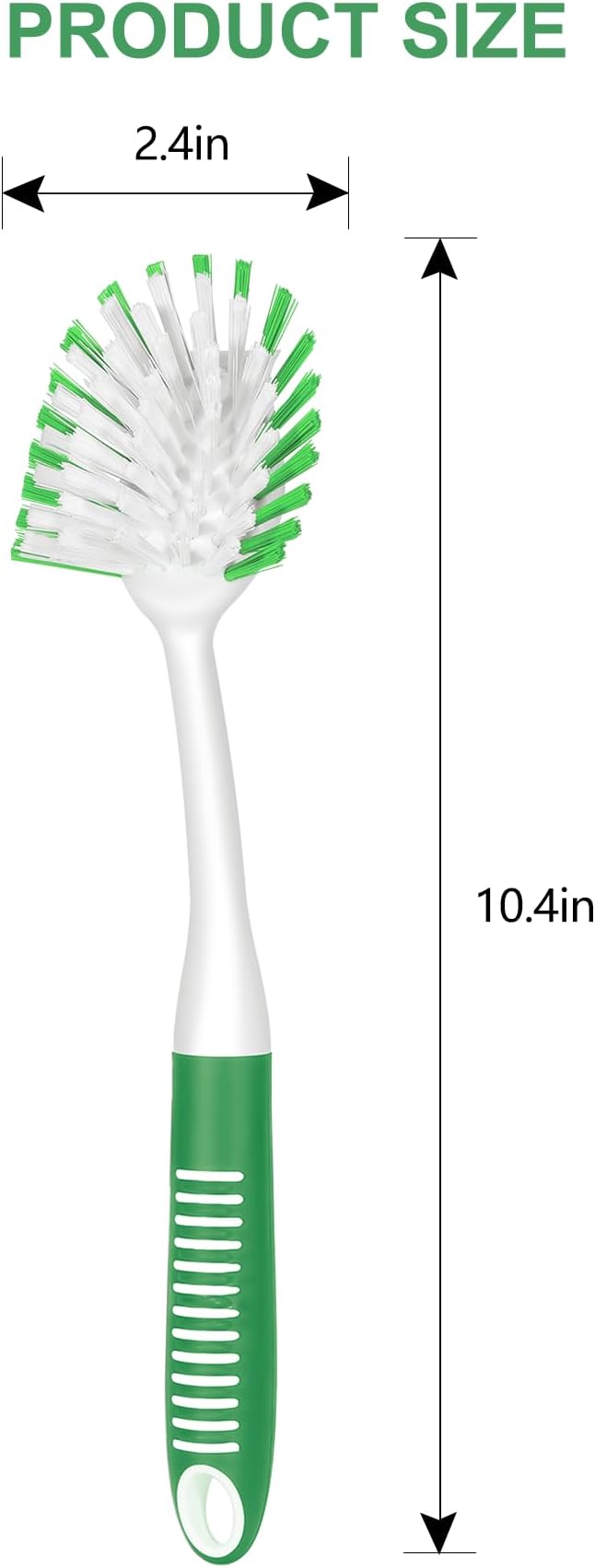SetSail Dish Brush with Handle, 2 Pack Stiff Bristles Dish Scrubber with Built-in Scraper Dish Scrub Brushes for Cleaning Dishes, Pots and Pans, Kitchen Sink, Green