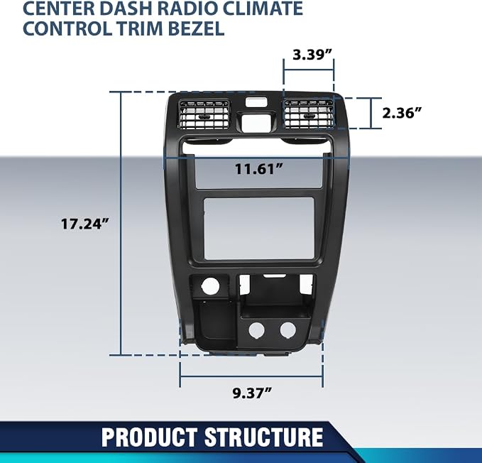 PIT66 Center Dash Radio Bezel Trim Fit Toyota 4Runner 1999-2002 | Center Dashboard Climate Control Cover Fit Toyota 4Runner 1999-2002, Instrument Panel Trim Replacement, Black Finish