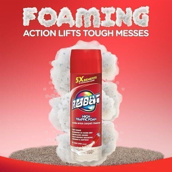 R'esolves High Traffic Carpet Cleaner Foam, Unscented, 3X Dirt Removal, Stain-Resistant Carpet Solution and Odor Remover, 22 oz, Single Pack