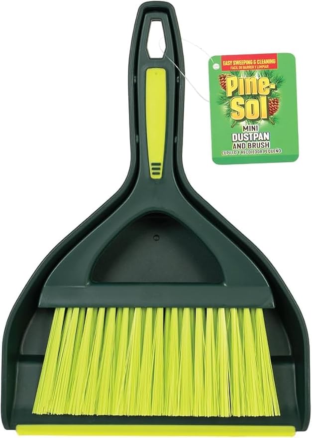 Pine-Sol Mini Dustpan and Brush Set | Nesting Snap-On Design | Portable,Compact Dust Pan and Hand Broom for Cleaning,Green,(Pack of 12)