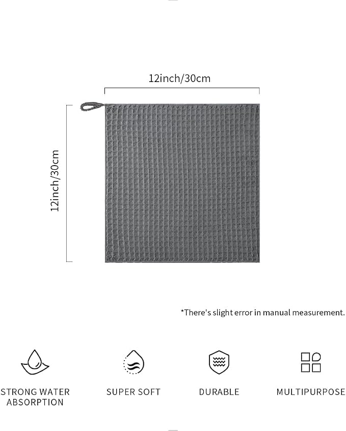 watchget Barista Micro Cloth 10 Pack, Microfiber Barista Cleaning Towels Microfiber Waffle Weave Kitchen Dish Cloth Coffee Bar Towel Coffee Machine Cleaning Cloth, Dark Grey(12"x12")