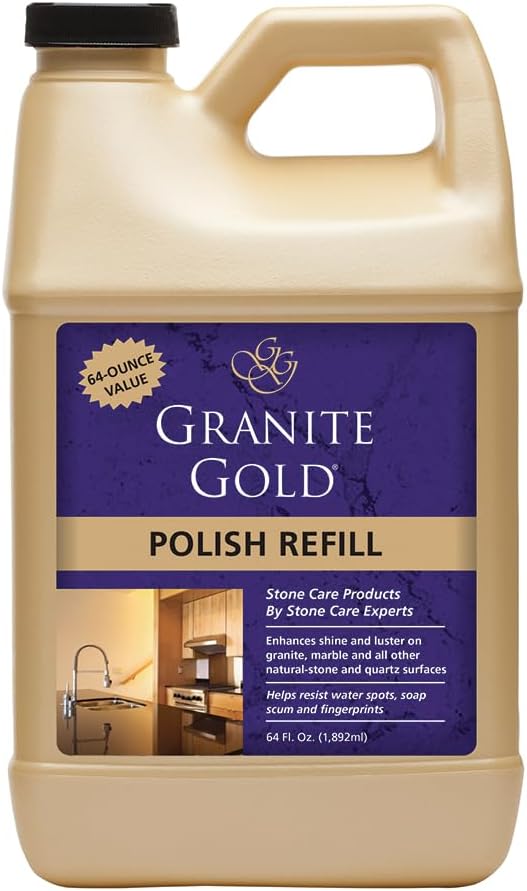 Granite Gold Polish Refill 64 oz | Enhances shine on Granite, Marble, Quartz and natural stone surfaces
