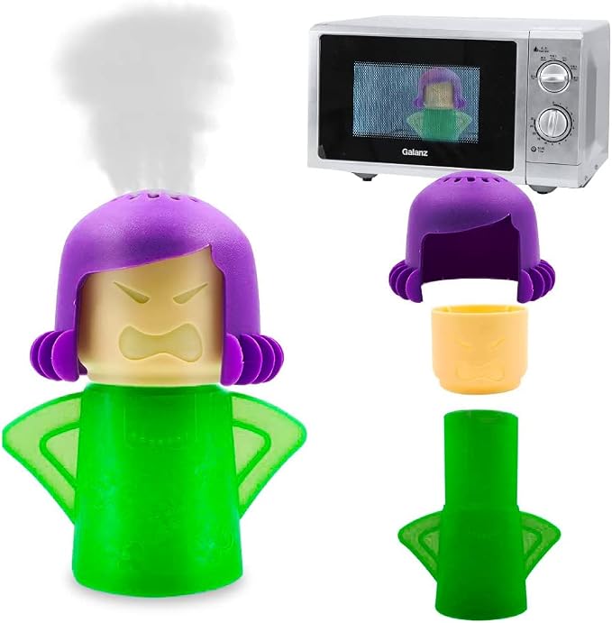 Abnaok Angry Mom Microwave Cleaner and Chilly Mama Fridge Deodoriser 2PCS Easily Clean in Minutes for Home or Office with English Manual