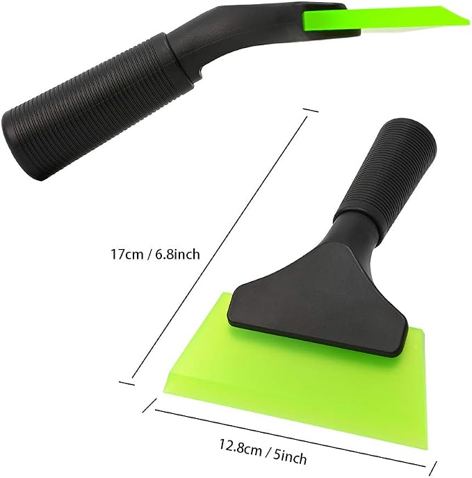 FOSHIO Small Squeegee with 5 Inch Green Rubber Blade Mini Wiper Window Tinting Tools for Mirror Glass Window Cleaner with Non-Slip Handle, 2 Pack
