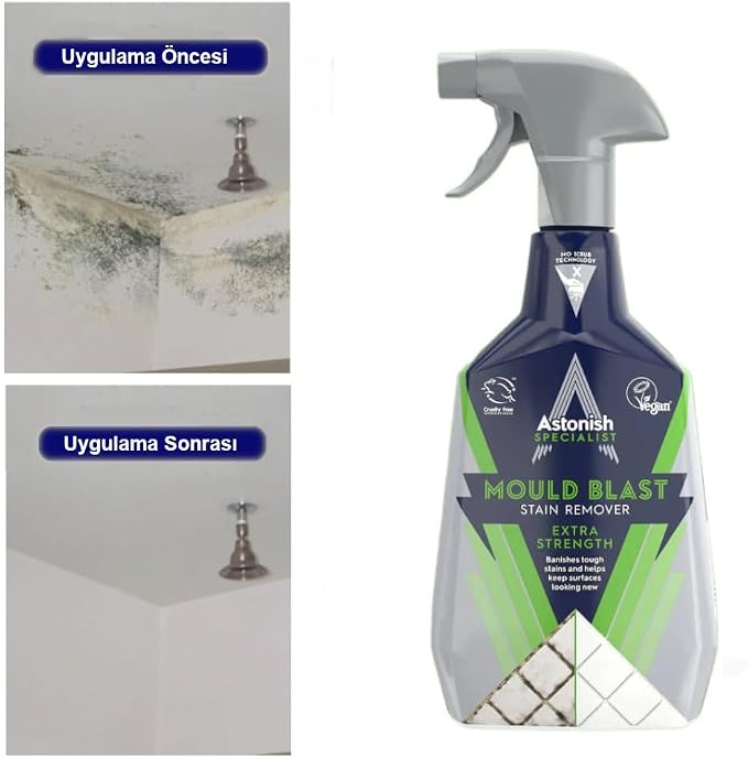 Astonish Apple Burst Household Cleaner - Shower Curtain, Shower Door, Bathroom Tiles - Hard Water Stains, Rust & Calcium Bathroom Cleaner - No Scrub, Cruelty Free Cleaning Supplies, 750ml Spray Bottle