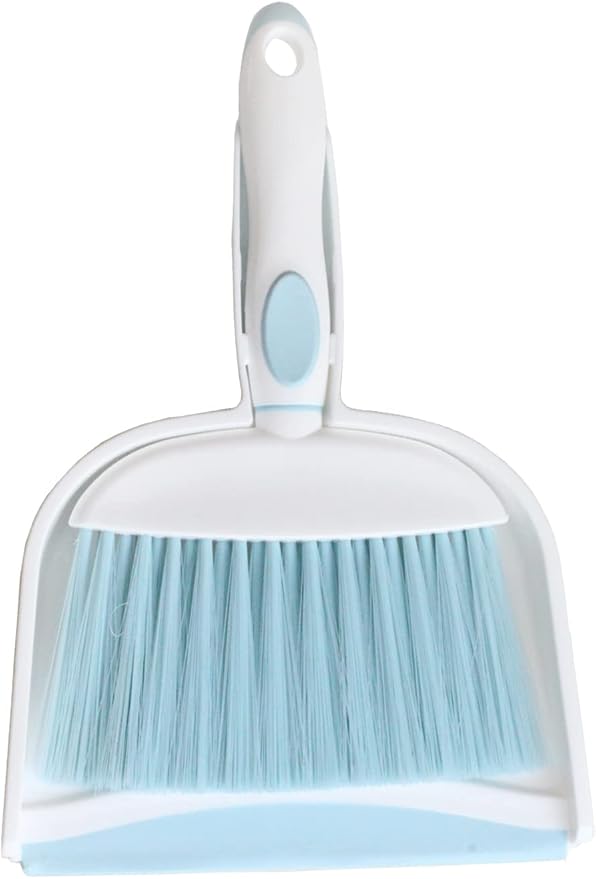 Mini Broom and Dustpan Set-Mini Whisk Set for Desk, Housekeeping, Office, Kitchen, Pet Nest, etc.,Daily Cleaning Necessity Plastic Mini Dustpan Set (Light Blue)