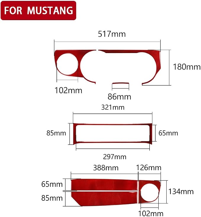 Real Carbon Fiber Trim for Ford Mustang Accessories | for 2009 2010 2011 2012 2013 2014 Central Console Instrument Panel Interior Thick Overlay Decal