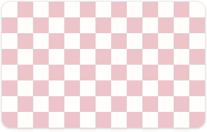 16" x 24" Checkered Dish Drying Mat for Kitchen Counter, Absorbent Coffee Bar Mat for Espresso Machine Coffee Countertops Accessories, Pink