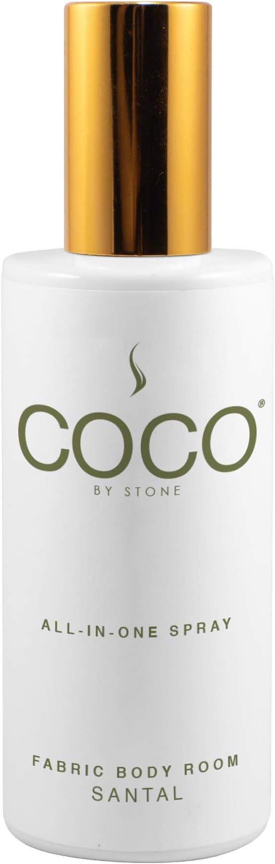 COCO by Stone 5oz All-in-One Spray Santal Fabric & Room Spray | Shake-and-spray formula for fabrics, pillows, clothing, and rooms with a luxurious Santal fragrance. Vegan & cruelty-free.