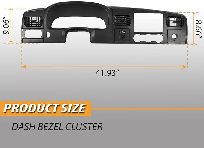 Suitable for Black Dash Bezel Dashboard Trim Panel for Ford F250 F350 Super Duty (2005-2007) - Durable Surround Cover