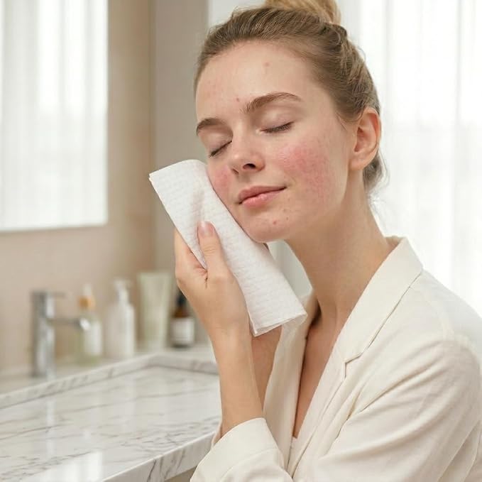 GWT XL Disposable Fragrance-Free Face Towels, 50 Count, 1 Pack | Lint-free, Makeup remover & cleanser, Biodegradable, Dry Wipes, Wet or Dry Use, Sensitive Skin