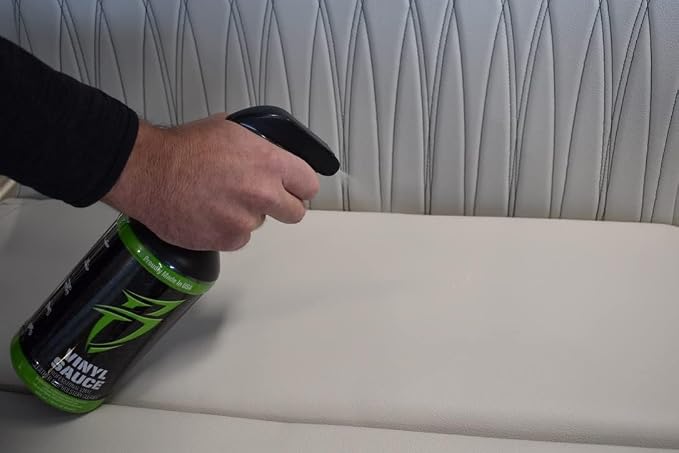 Boat Bling Vinyl Sauce Boat Seat and Upholstery Cleaning Spray, 20 oz | Marine cleaner lifts grime and sunblock from vinyl interiors with a non-caustic mist-and-wipe formula; OEM approved