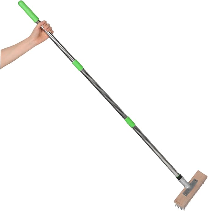 POPETPOP Stainless Steel Wire Scrub Brush Heavy Duty Bristle Tool for Tough Stains for Outdoor Patios Decks Concrete Cleaning Durable and Efficient