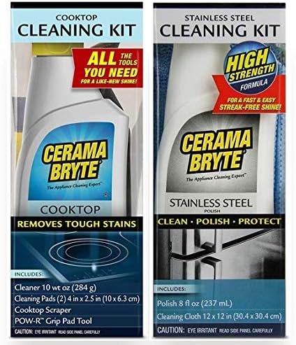 Cerama Bryte Cooktop Kit 10 oz & Stainless Steel Cleaner Kit 8 oz