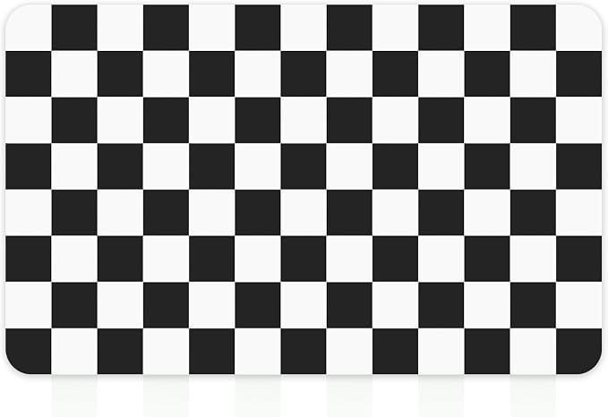 12" x 20" Checkered Dish Drying Mat for Kitchen Counter, Absorbent Coffee Bar Mat for Espresso Machine Coffee Countertops Accessories, Black