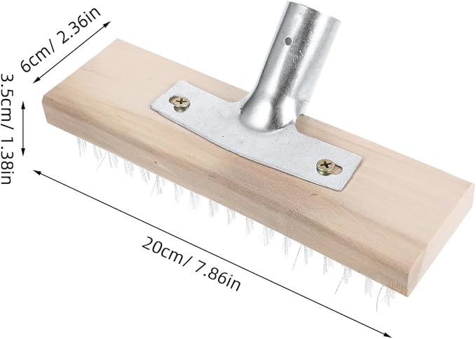 VALICLUD Steel Wire Deck Brush Heavy Duty Scrubber for Tile and Outdoor Cleaning Stiff Bristle Brush for Grime Removal and Enhanced Floor Safety