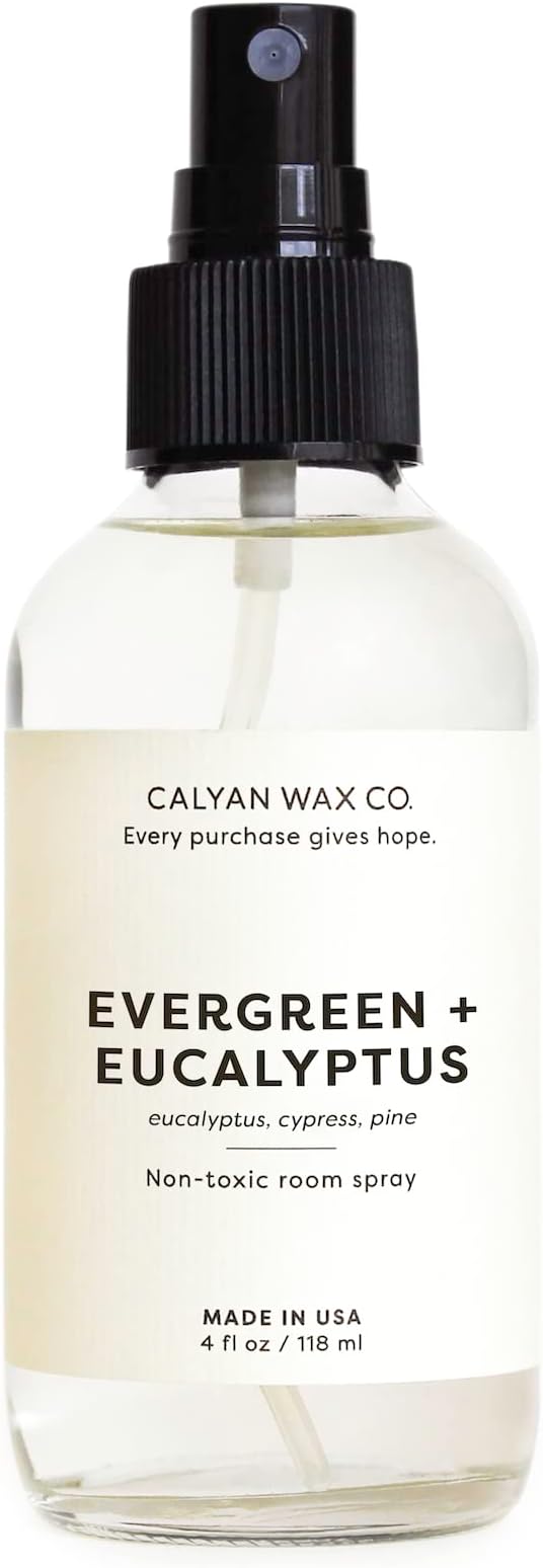 Calyan Wax Co. Evergreen & Eucalyptus Room Spray - Natural Room Deodorizer | Long Lasting Clean Air Freshener - Room Spray for Luxurious Home Fragrance - Bedroom, Bathroom & Car Spray - 4 fl oz