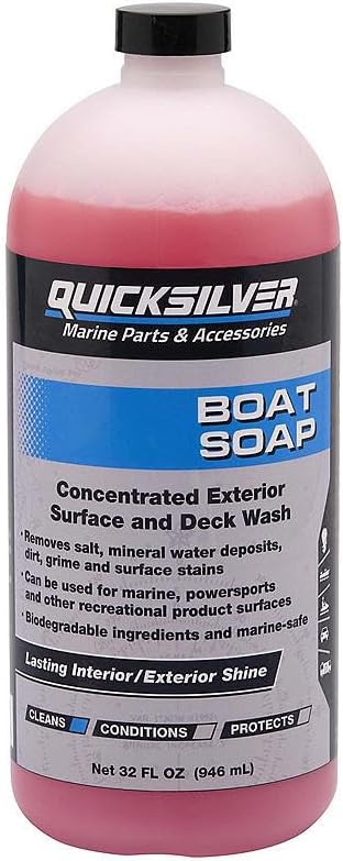 Quicksilver Boat Soap for Aluminum and Fiberglass Boats Interior/Exterior, PWC and Recreational Vehicles - 32 oz.