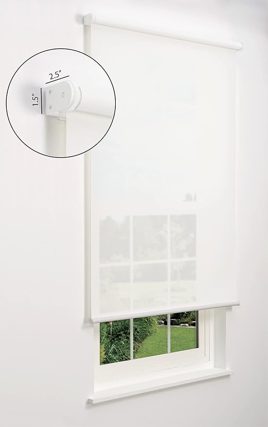 Linen Avenue Cordless 5% Solar Screen Standard Roller Shade, White 24 W x 78 H (Arrives 1/4" Narrower)