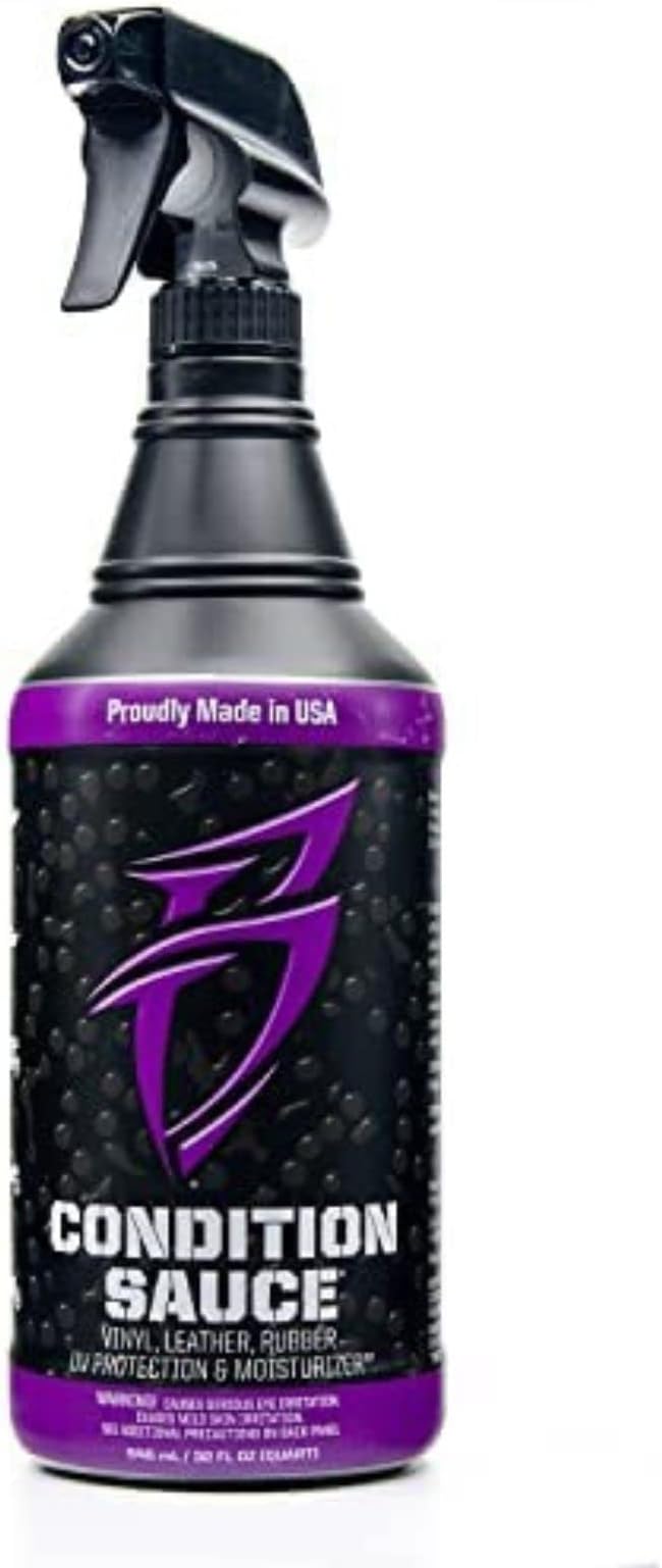 Boat Bling Condition Sauce Premium Interior Moisturizer w/UV Protection, 32 oz., for Boats, RVs, Powersport Vehicles and More | UV-blocking interior moisturizer helps prevent fading, cracking and discoloration on vinyl, leather, rubber and plastic