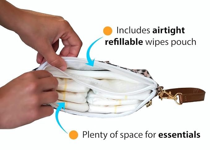 Bumco Diaper Clutch - Portable Wipes Dispenser & Baby Travel Essential, Airtight Dispenser, Refillable Wipes Container, Travel Baby Essentials, Diaper Bag Purse