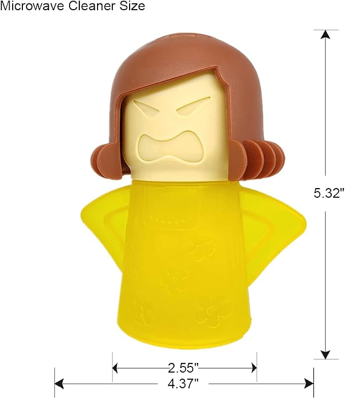 Asltw Angry Mama Microwave Oven Cleaner, Fast Action Steam Kitchen Gadget, Just Add Vinegar and Water (Yellow)