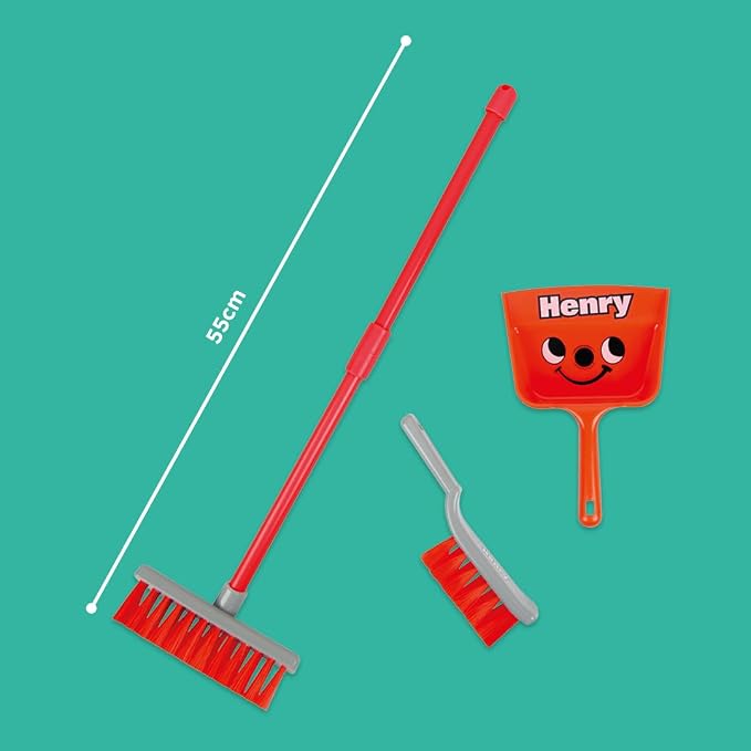 Casdon Henry Brush Set | Child-Friendly Cleaning Toy Set for Ages 3+ | Fun & Educational | Includes Broom, Brush, Dustpan!