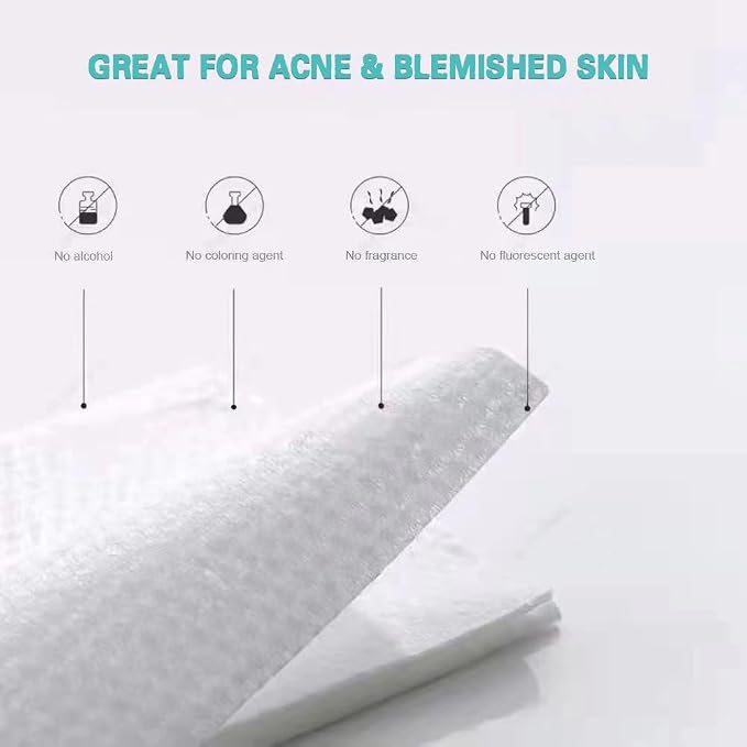 MSOEUESO Soft Dry Wipes Cotton Facial Tissues, 300 Count Disposable Face Towels, Cotton face Towel for Sensitive Skin, Facial Cleansing, Makeup Removing, Surface Cleaning (300 Count (Pack of 3))
