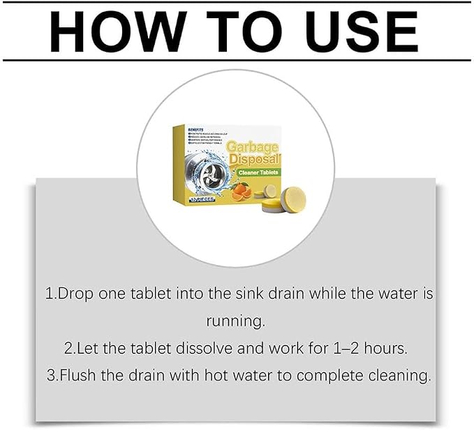 Garbage Disposal Cleaner and Deodorizer Tablets - 12Pcs, Powerful XXL Foaming Disposal Cleaner - Citrus Scented Foam, Natural Garburator & Sink Freshener, Septic Safe Kitchen Drain Cleaning Care