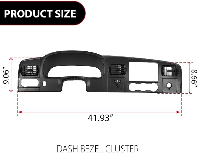 DOTCOM Dashboard Trim Panel Fit Ford F250 F350 Super Duty 2005-2007 | Dash Cover,Black