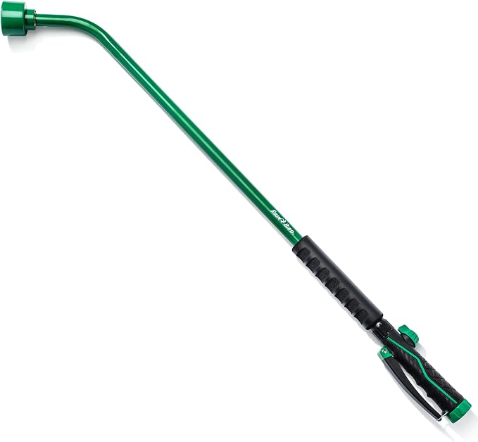 Rain Bird TRNZLWAND36 Watering Wand Garden Hose Nozzle, 36 Inch - Front Trigger Shower Spray Pattern with Flow Control Knob, Trigger Lock, Non-Slip Ergonomic Grip, 3/4 Inch GHT - Green and Black