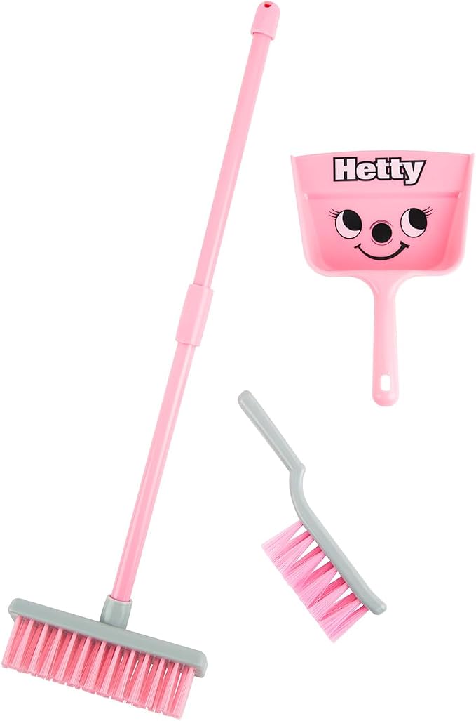 Casdon Hetty Brush Set | Child-Friendly Cleaning Toy Set for Ages 3+ | Fun & Educational | Includes Broom, Brush, Dustpan!