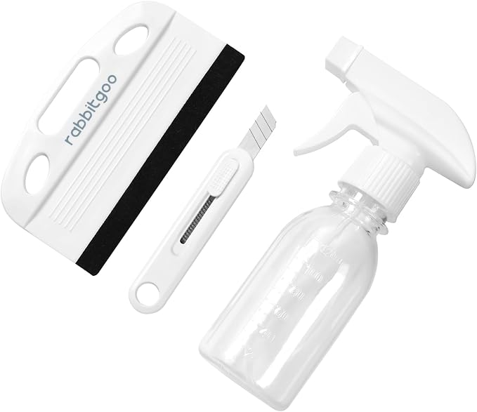 rabbitgoo 3 Pcs Window Film Installation Tools Set, Window Tint Kit, White | Suede Squeegee, Utility Knife, 120ml Spray Bottle, Easy to Apply for Window Tints, Privacy Film and Home Wallpaper