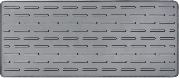 Silicone Coffee Mat, 16"X7" Heat-Resistant,Eco-friendly,Hygienic Drying Pad,Leak-Proof and Non-Slip,Removable Silicone Mat with Concave and Convex Design,（Gray 16X7）