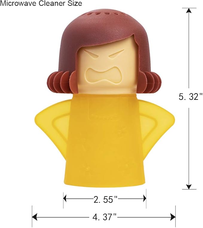 Angry Mom Microwave Cleaner, Mad Mama Microwave Steam Cleaner, Just Add Vinegar and Water, Easily Cleans the Crud in Minutes (Yellow)