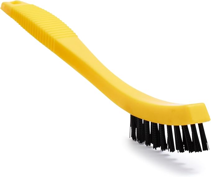 Rubbermaid Commercial Products 8.5" Tile and Grout Scrub Brush, Plastic Bristles, Black, for Industrial/Professional Use On Grout, Tile, and Other Small Areas