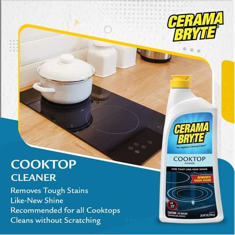 Cerama Bryte Removes Tough Stains Cooktop and Stove Top Cleaner for Glass - Ceramic Surfaces, 3-28 oz